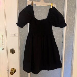 Hill house Black Dotted Cotton Mini dress